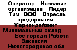 Оператор › Название организации ­ Лидер Тим, ООО › Отрасль предприятия ­ Мерчендайзинг › Минимальный оклад ­ 26 000 - Все города Работа » Вакансии   . Нижегородская обл.